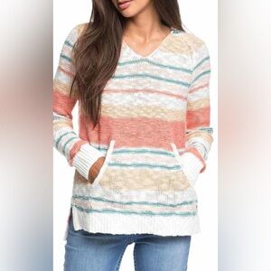 Roxy striped hooded sweater with pockets. Sz medium